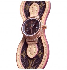 Louis Vuitton Tambour Small Quartz Brown Dial Monogram Strap 2710