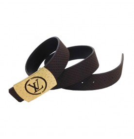 Louis Vuitton Initiales Suede Leather Belt 1366