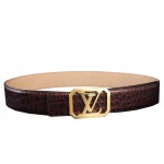 Louis Vuitton Initials 40 MM Crocodile Belt 1389