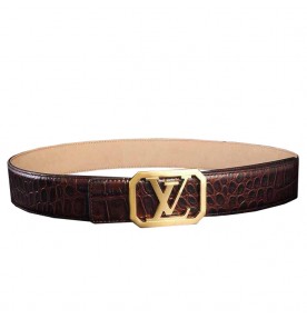 Louis Vuitton Initials 40 MM Crocodile Belt 1389