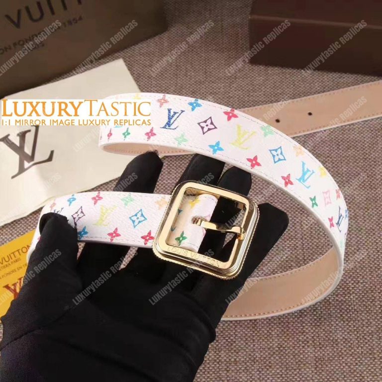 Cintura Louis Vuitton Malletier 30mm Takashi Murakami Edition bianca