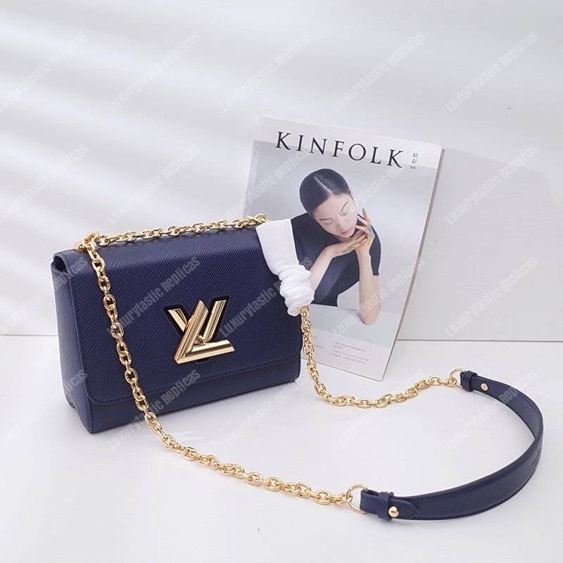 Louis Vuitton Twist MM Epi Leather Indigo Gold-Colored Lock - Bags Valley