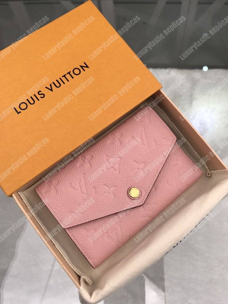 M64162 Louis Vuitton 2019 Monogram Empreinte Emilie Wallet-Rose Poudre