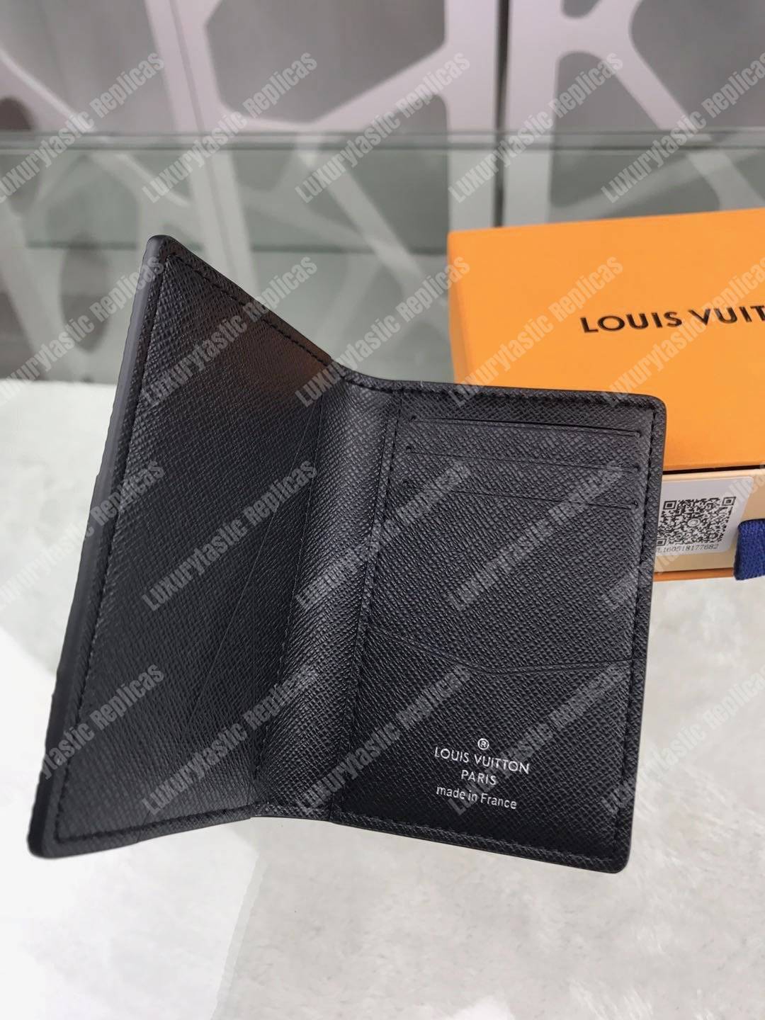 Louis Vuitton Pocket Organizer De Posh Blue White Stripe Taiga - Bags Valley