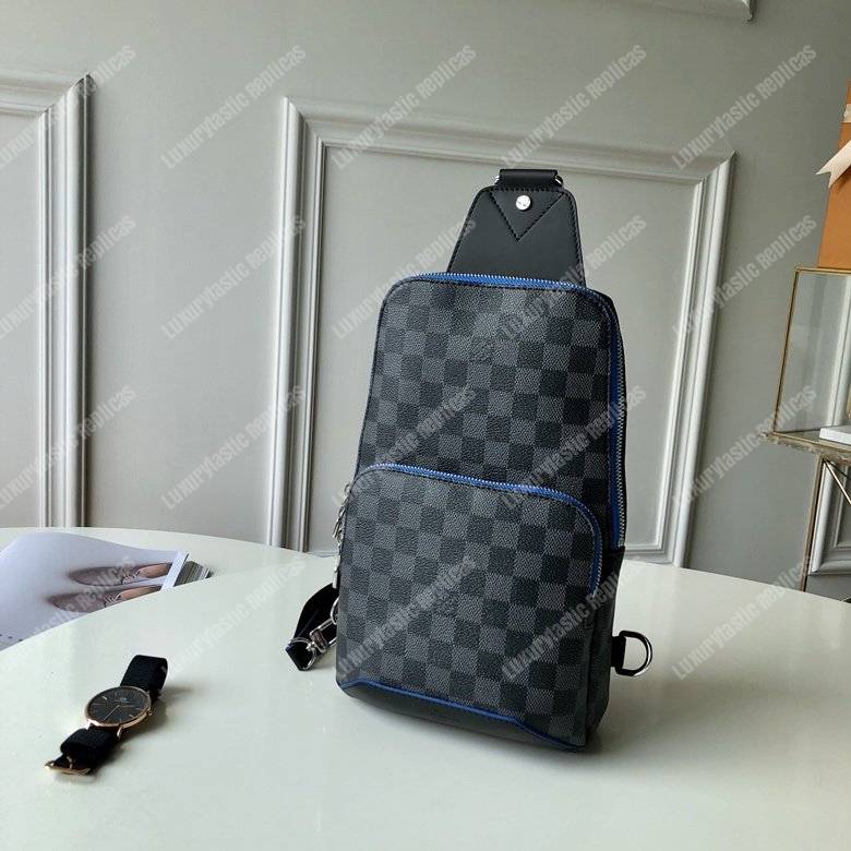 Louis Vuitton Avenue Sling Bag Damier Graphite Gray/Blue - Bags Valley
