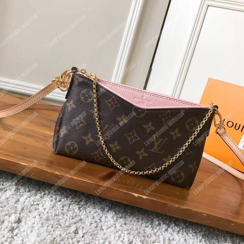 LOUIS VUITTON Monogram Pallas Clutch Rose Poudre 748285