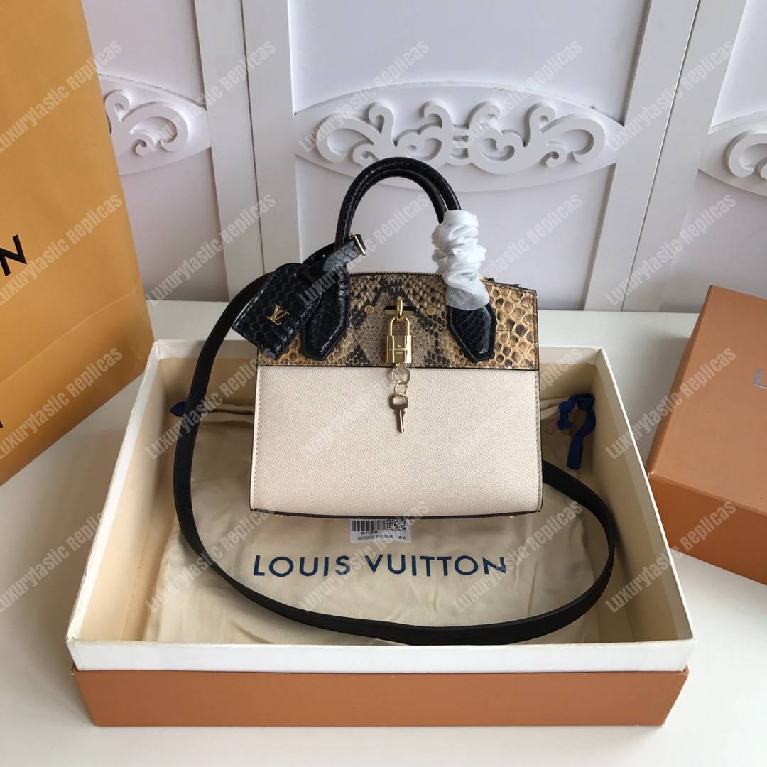 Louis Vuitton Steamer Mini Python Roccia Snow - Bags Valley