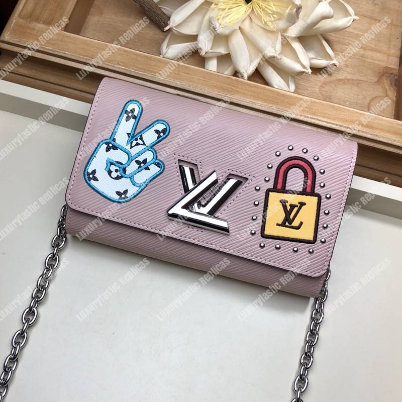 Louis Vuitton Special Edition Twist Chain Wallet Epi Leather in Rose Ballerine - Bags Valley
