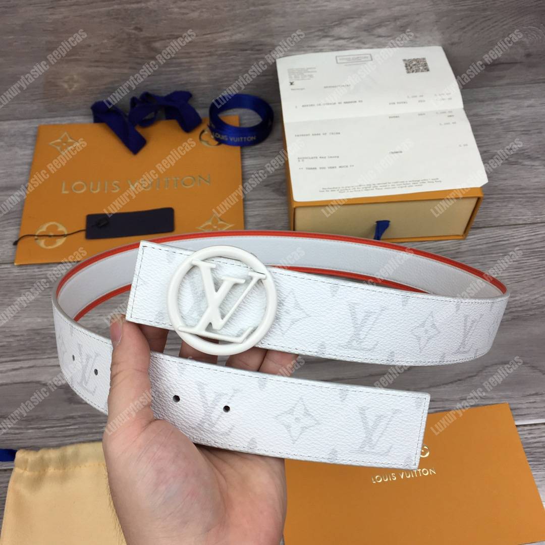Cintura reversibile Louis Vuitton Circle 40mm bianca - Bags Valley