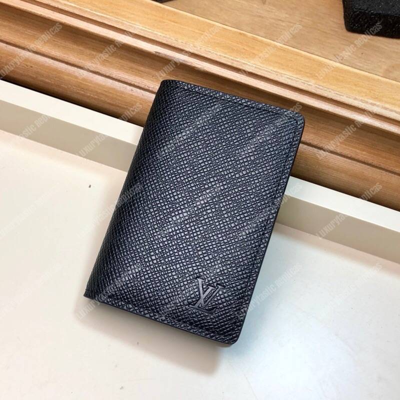 Louis Vuitton Black Taiga Leather Pocket Agenda Cover Card Holder at 1stDibs
