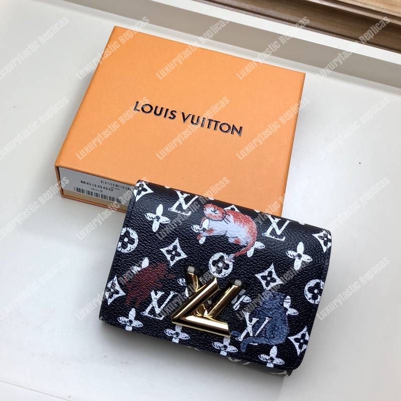Louis Vuitton Twist Compact Wallet Catogram Dogs and Cats Black
