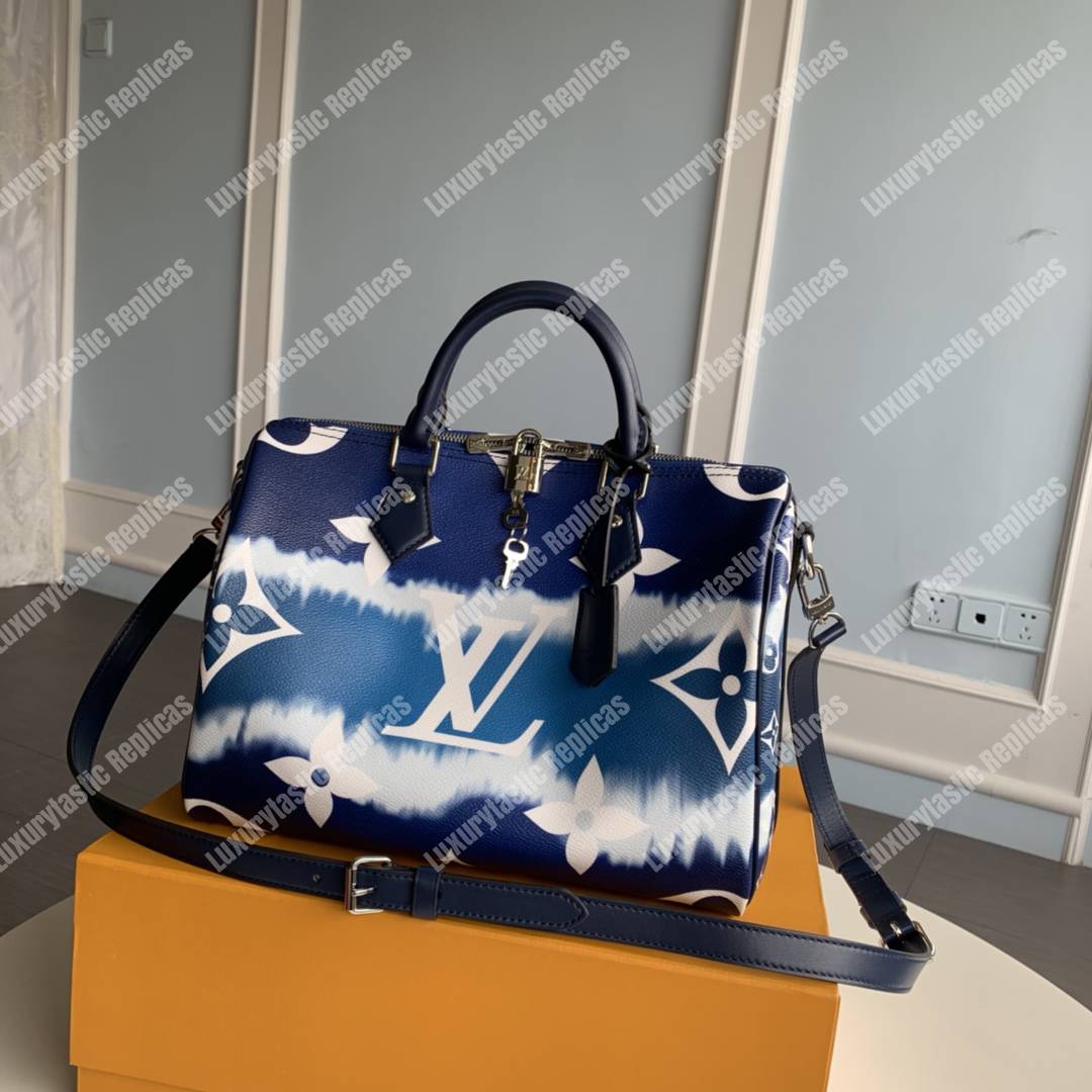 Louis Vuitton Blue Monogram Velvet Match Speedy 20 Bandouliere Mini 68lk523s