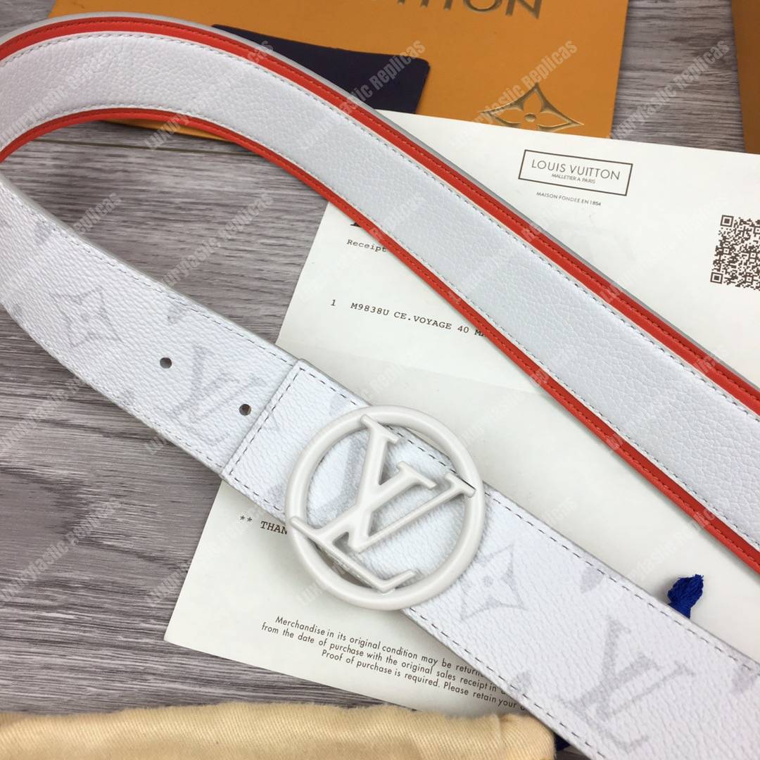 Cintura reversibile Louis Vuitton Circle 40mm bianca - Bags Valley