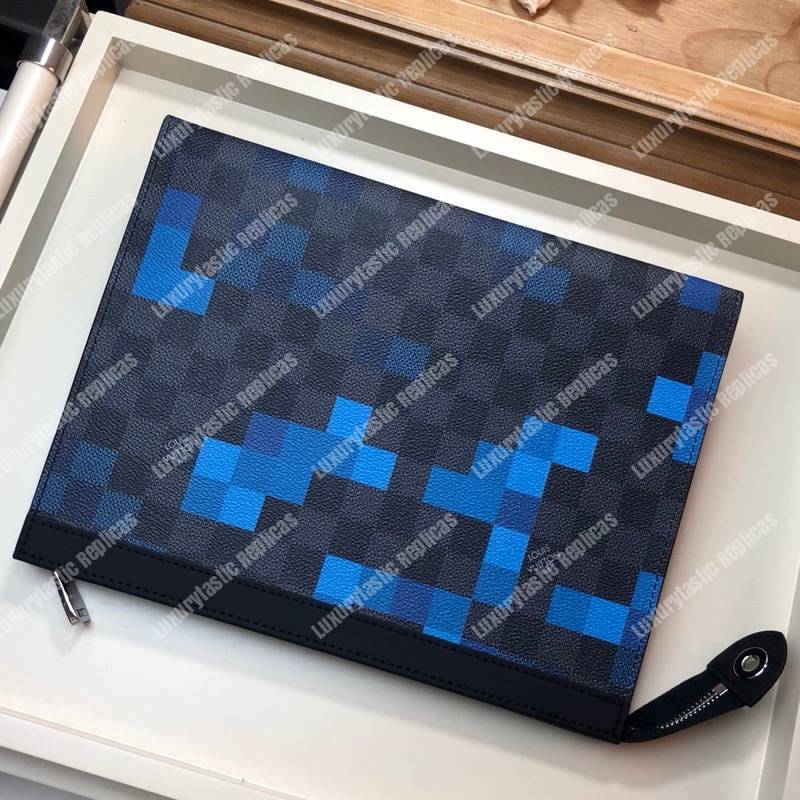 Louis Vuitton Pochette Voyage MM Damier Graphite Pixel Blue - Bags Valley