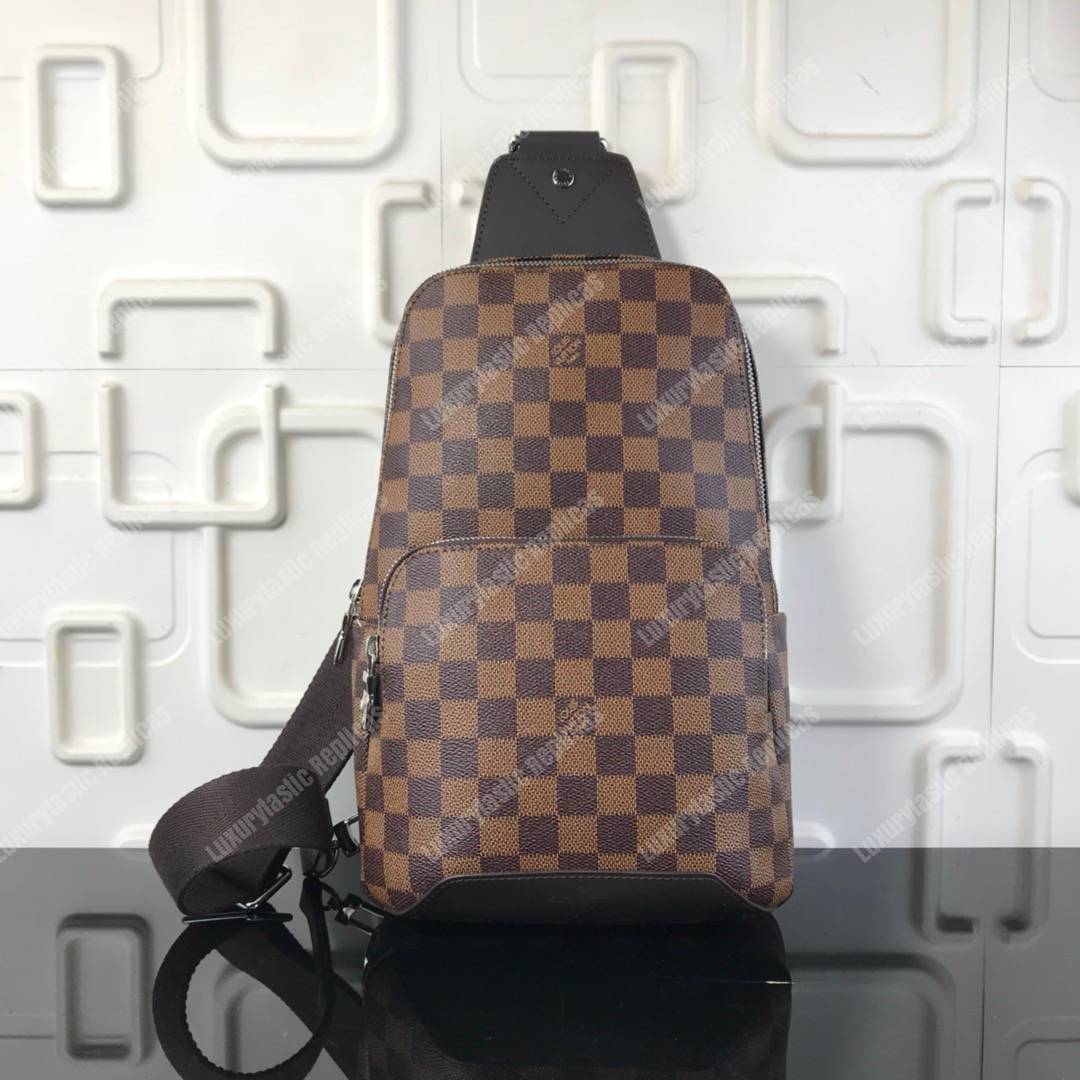 LOUIS VUITTON Avenue Sling Monogram Canvas Backpack Bag Brown