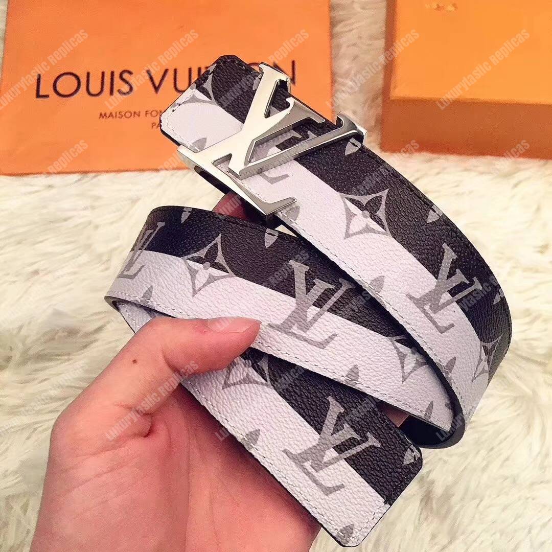 Louis Vuitton Belt Initiales Monogram Eclipse Split Outdoor 40mm Black/White  - Bags Valley