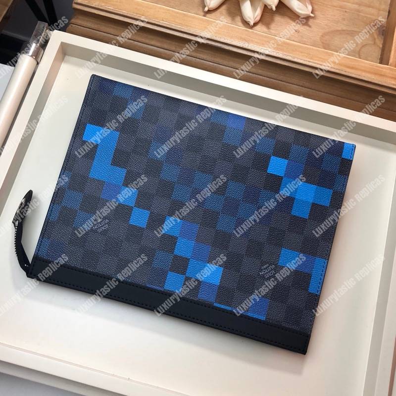Louis Vuitton Pochette Voyage MM Damier Graphite Pixel Blue - Bags Valley