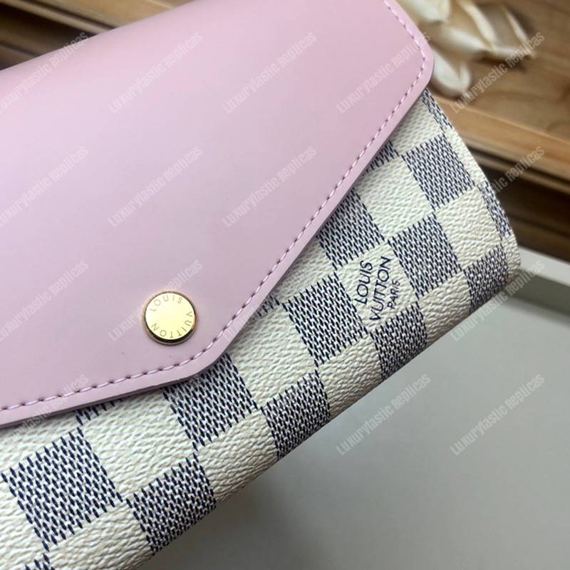 Auth Louis Vuitton Damier Azur Portefeuille Sarah Rose Ballerine N60232  h28153a